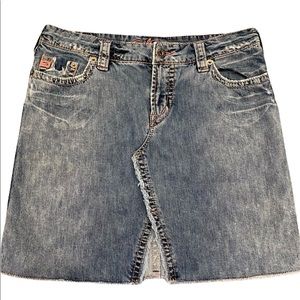Silver Devah Distressed V-Split Jean Skirt 29